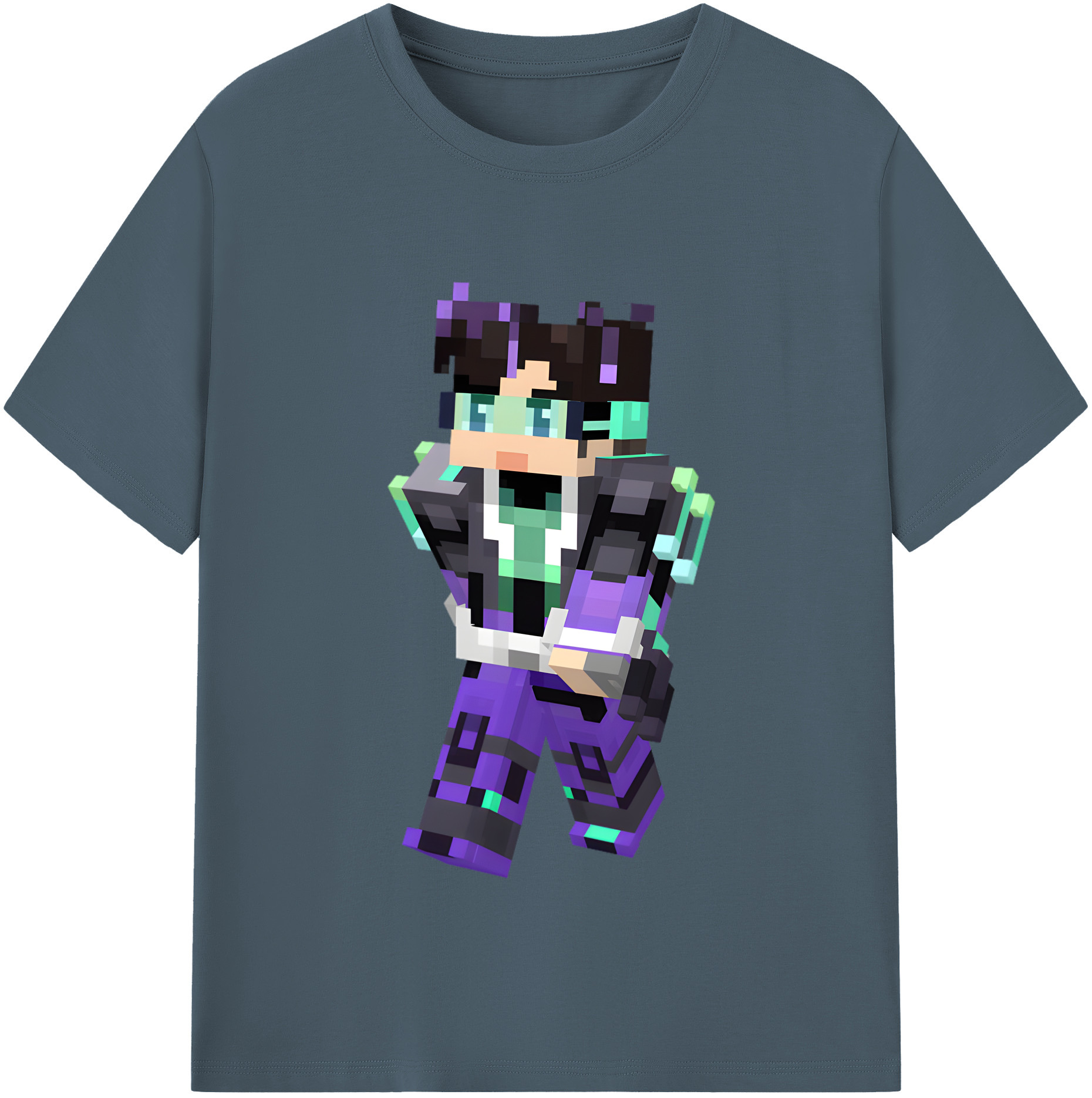 （画像用） マインクラフト ブロックの世界 Minecraft MC Block world 綿100％半袖Tシャツ（フロントプリント）